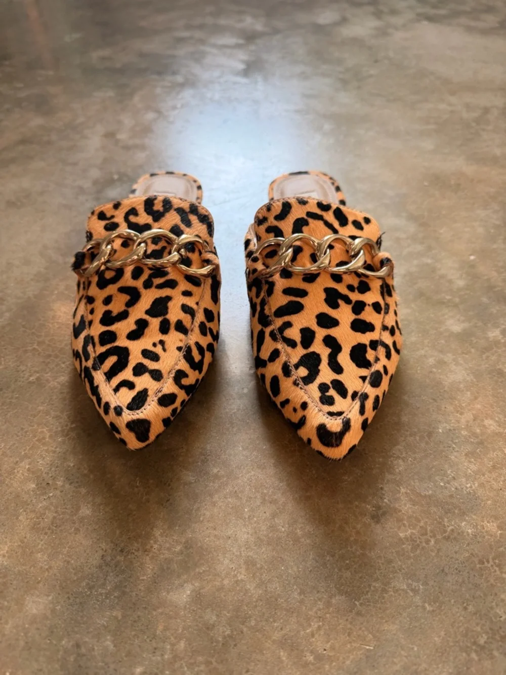 Steve Madden Leopard-Print Pointed Mule with Gold Chain - Size 6.5 - NWOT - Picture 3 of 15